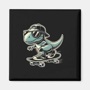 Aimant Dinosaure T Rex Skateboard Drôle Rétro Planche à R