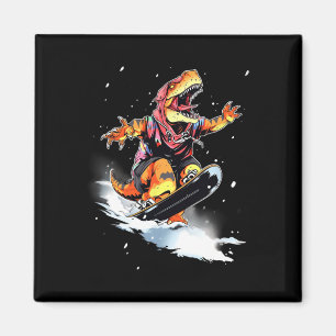 Aimant Dinosaure T-rex Snowboard Planche à neige Snowboar