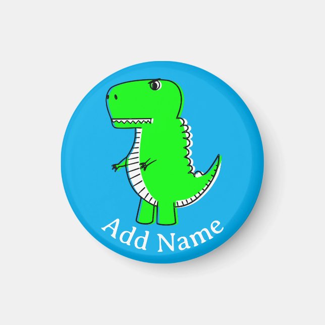Aimant Dinosaure vert Nom personnalisé du dessin (Devant)