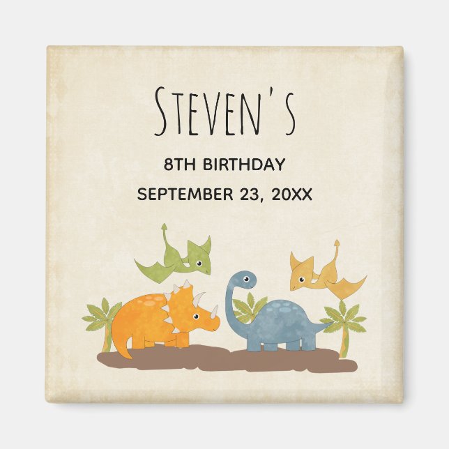 Aimant Dinosaures mignons Faune préhistorique (Devant)