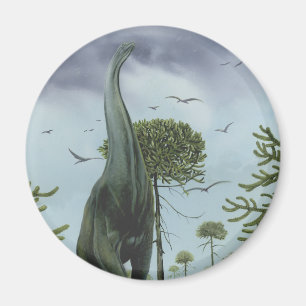 Aimant Dinosaures vintages, Sauroposeidon avec oiseaux vo