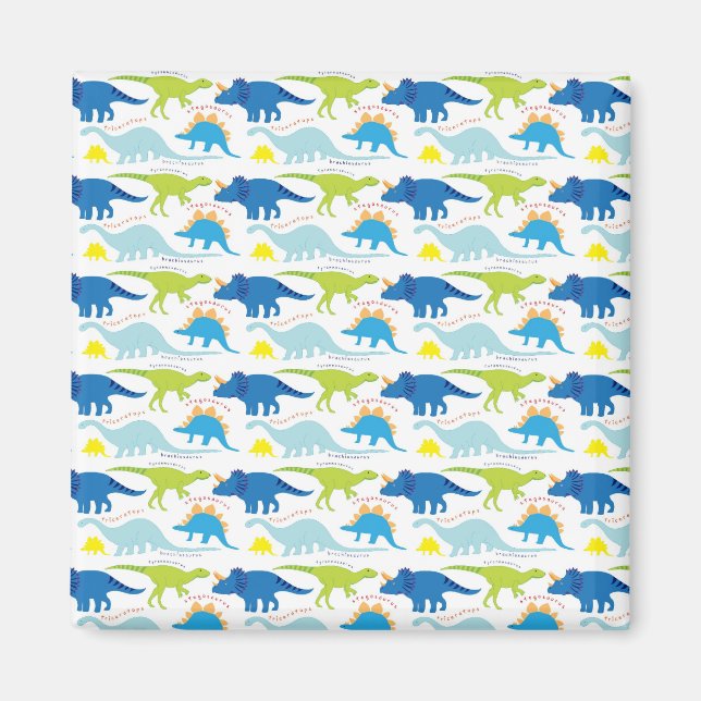 Aimant Dinosuar Designs Blue and Green Pattern Dino Toxit (Devant)