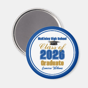 Aimant Diplômé de la promotion 2026 Bleu Royal Or