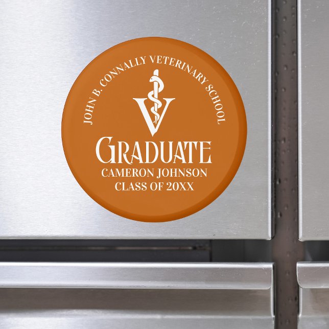 Aimant Diplôme d'école vétérinaire orange personnalisé (Créateur téléchargé)