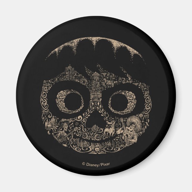 Aimant Disney Pixar Coco | Miguel | Graphique de crâne or (Devant)