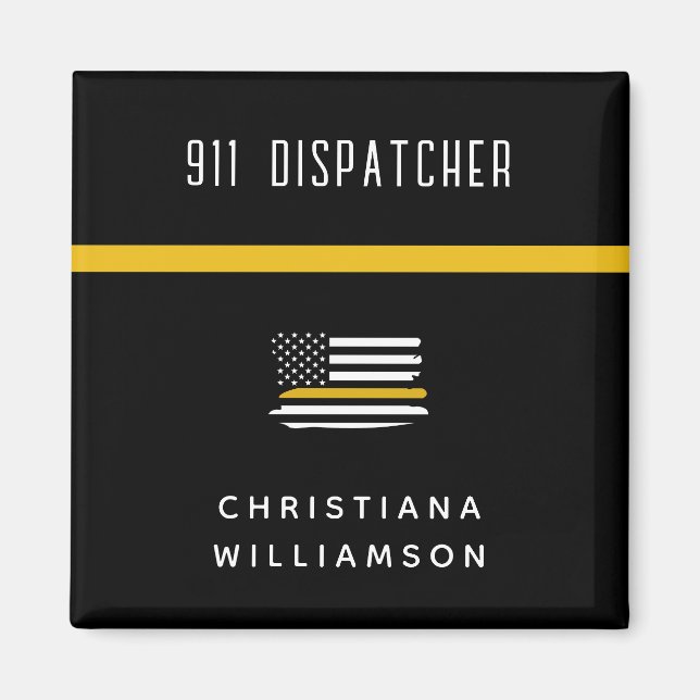Aimant Dispatcher de ligne d'or mince personnalisée 911 (Devant)