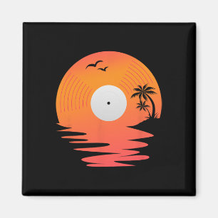 Aimant Disque Vinyle Rétro Disque Mer Plage Platines Desi