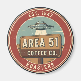 Aimant Distributeur de café Area 51 Badge Vintage