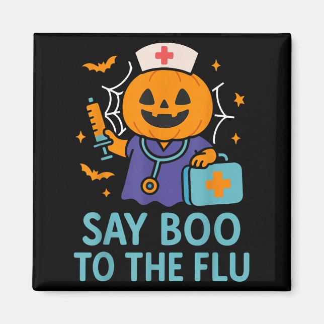 Aimant Dites Boo Au Citrouille Du Vaccin D'Halloween De L (Devant)