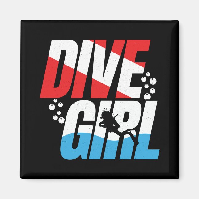 Aimant Diver de plongée cadeau pour les femmes, Dive Girl (Devant)