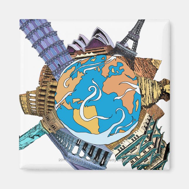 Aimant Divers lieux célèbres du monde (Devant)