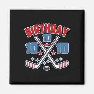 Aimant Dix ans de hockey sur glace garçon d'anniversaire 