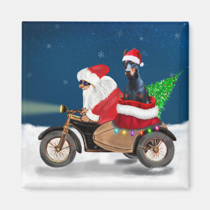Aimant Doberman Chien Noël Père Noël