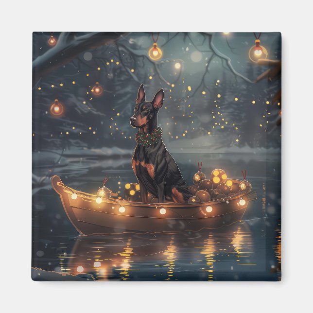 Aimant Doberman Christmas Festive Voyage (Devant)