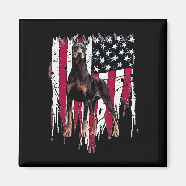 Aimant Doberman Pinscher American Flag Usa Awesome  (Devant)