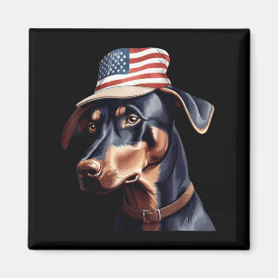 Aimant Doberman Pinscher avec le drapeau américain Jour d
