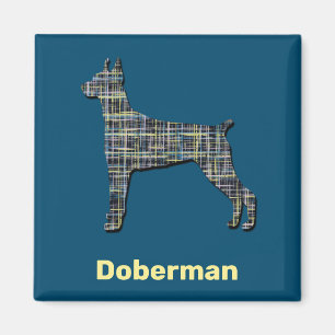 Aimant Doberman Pinscher Chien Ligne jaune et noire