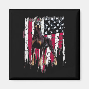 Aimant Doberman Pinscher Drapeau Américain Usa Awesome