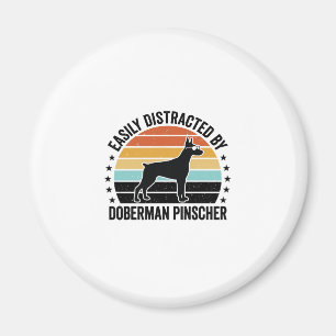 Aimant Doberman Pinscher Graphique Vintage Coucher de Sol