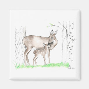 Aimant Doe and fawn