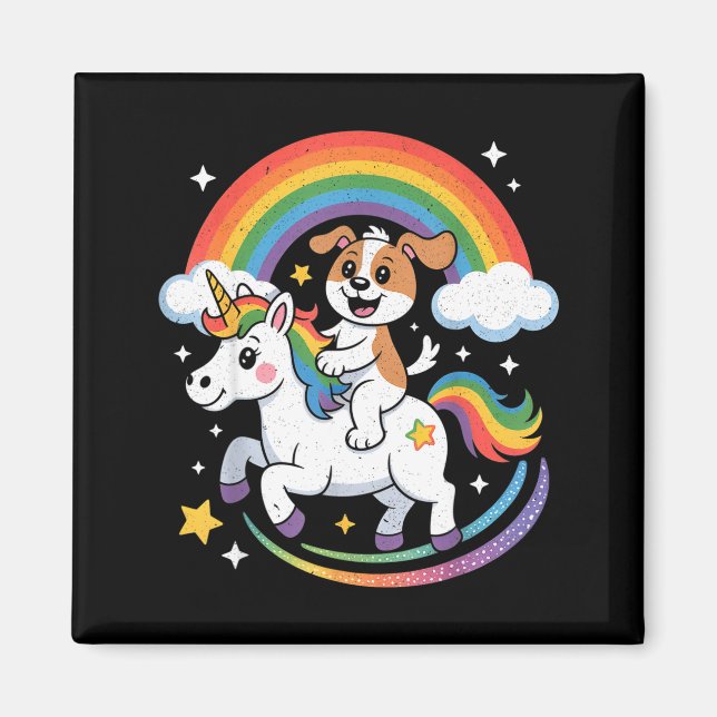 Aimant Dog And Unicorn Space Galaxy Rainbow Dogs  (Devant)