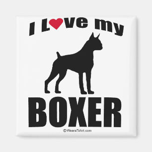 AIMANT "DOG BREED" - BOXER - "J'AIME MON BOXER"