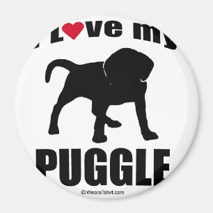 AIMANT "DOG BREED" - PUGGLE - "J'AIME MON PUGGLE"