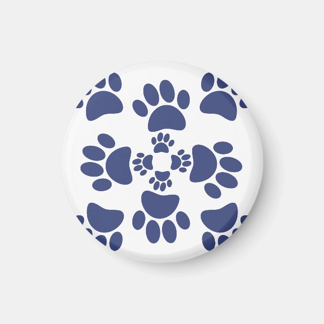 Aimant Dog Paws Prints Portuguese Style White and Blue 