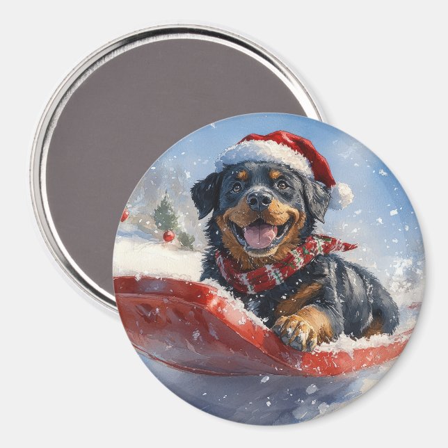 Aimant Dog Rottweiler dans la corniche laissez-vous neige (Recto/Verso)