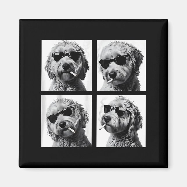 Aimant Dog Smoking Cigarette Funny Goldendoodle Photoboot (Devant)