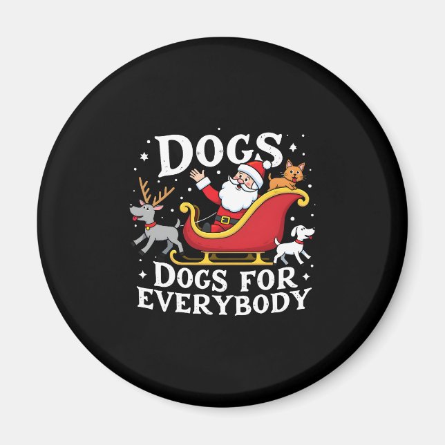 Aimant Dogs For Everybody Santa Funny Christmas Xmas (2) (Devant)