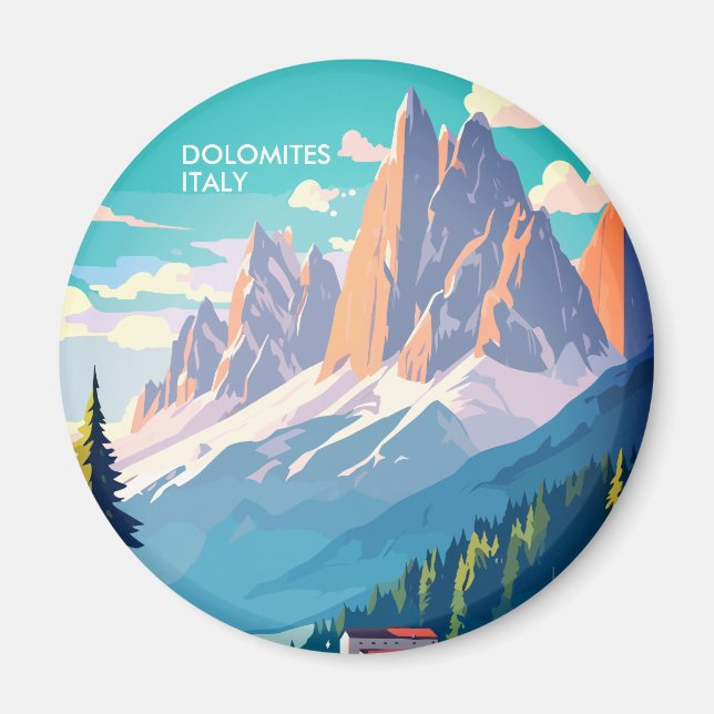 Aimant Dolomites Italie Vintage voyage (Devant)