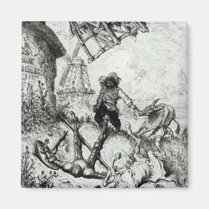 Aimant Don Quichotte et les moulins à vent