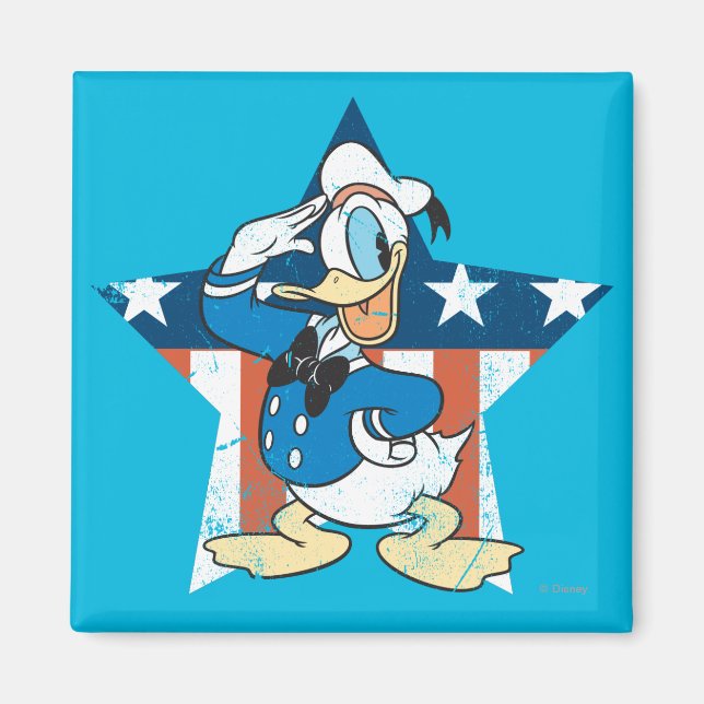 Aimant Donald Duck | Salut avec l'étoile patriotique (Devant)