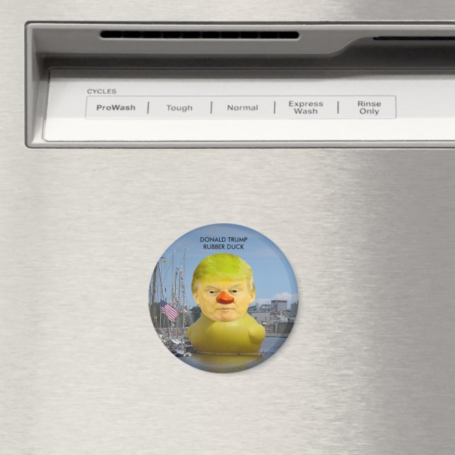 Aimant Donald Trump Caoutchouc Jaune Canard Arrondi (In Situ (Lave-vaisselle))