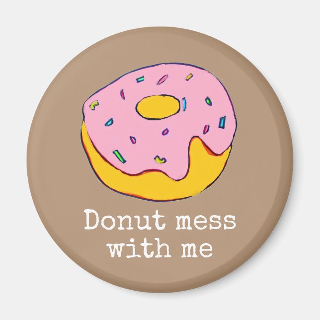 Aimant Donut glaçage rose mignon art culinaire (Devant)