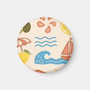 Aimant Doodle d'été plage citron ambiances ludiques