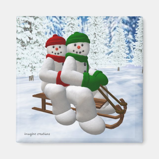 Aimant Dormir Vintages Snowmen (Devant)