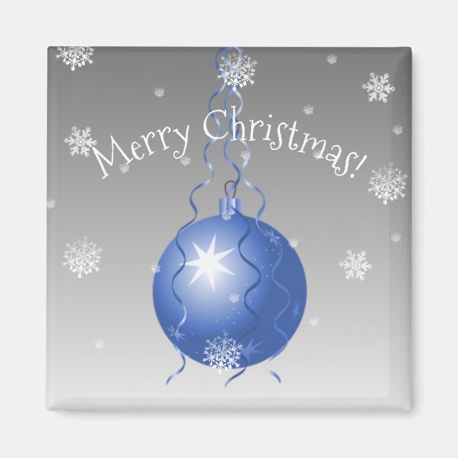 Aimant d'ornement de Noël fantaisie bleu (Devant)