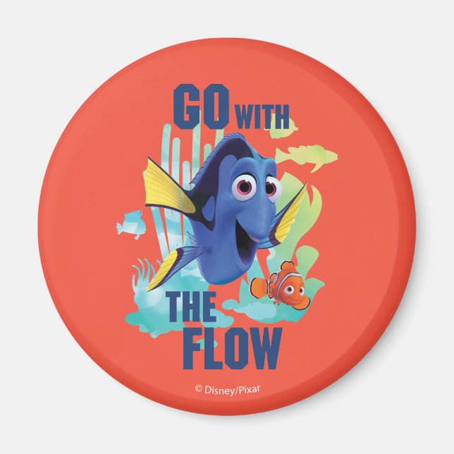 Aimant Dory & Nemo | Aller avec le graphique de l'aquarel (Devant)