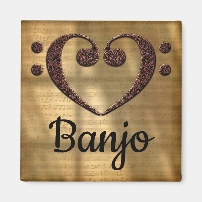 Aimant Double basse Clef Heart Banjo (Devant)