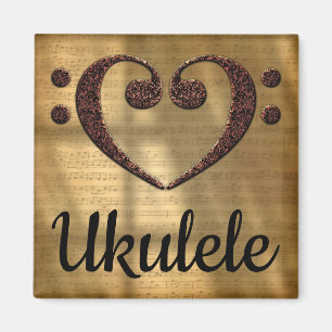 Aimant Double Basse Clef Heart Ukulele
