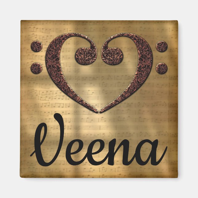 Aimant Double Basse Clef Heart Veena (Devant)