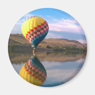 Aimant Double PLANCHE. Ballon à air chaud sur la rivière 