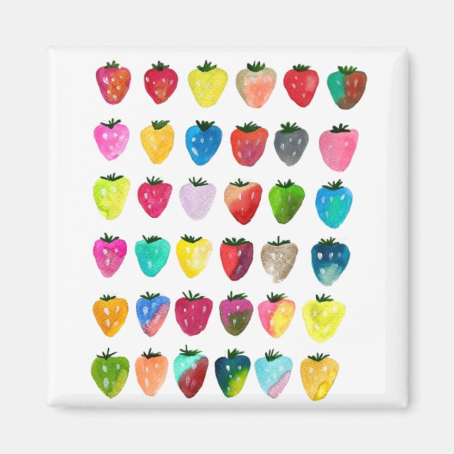 Aimant Douceur fraise mignonne aquarelle de fruit mignon (Devant)