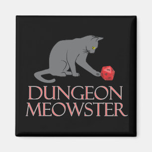 Aimant Doungeon Meowster Drôle RPG Chat avec dés