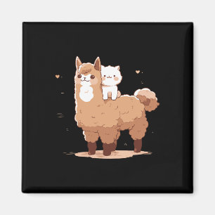 Aimant Doux lama et chat