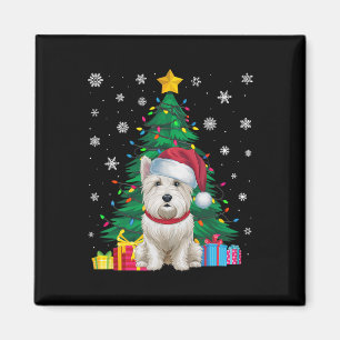 Aimant Doux moche sapin de Noël lumières Westie Chien San