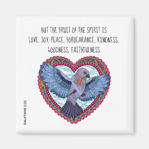 Aimant Dove colorée avec versets sur la paix (Galates 5:2