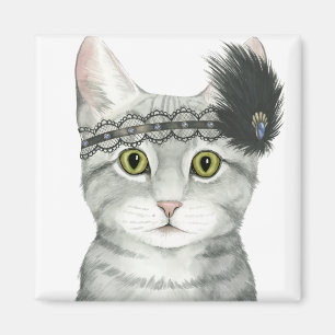 Aimant Downton Cat   Bejewted With Lace